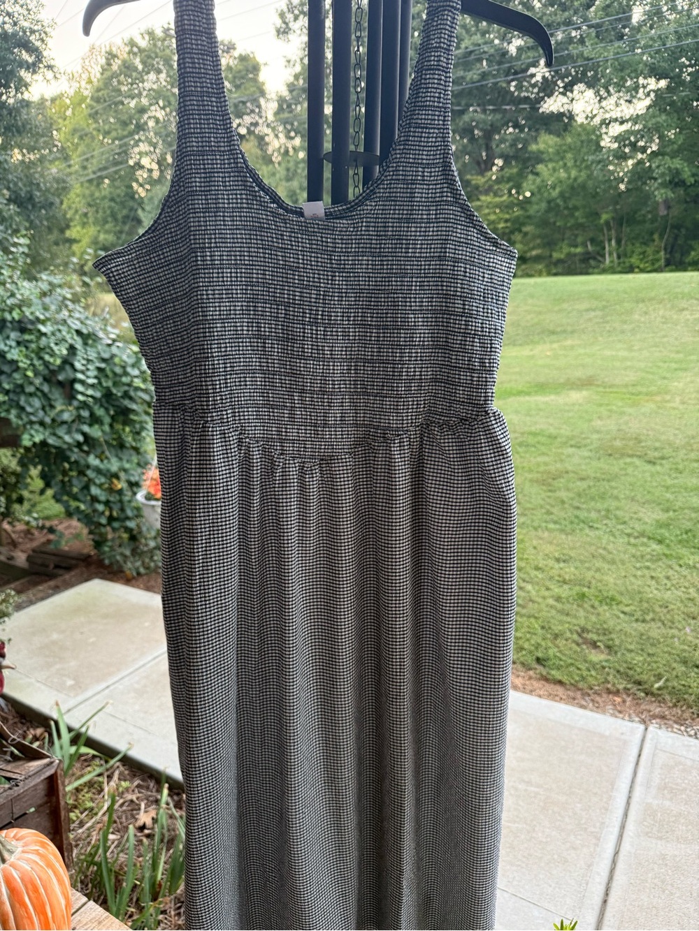 Old Navy Black & White Gingham Smocked Tank Maxi Dress